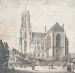 Litografi - Frankfurt - Kejsarkatedralen - Quaglio - 1819