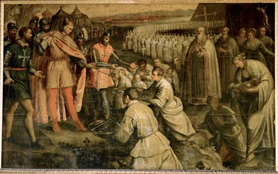 Det fjärde korståget: Zaras kapitulation 1202 till doge Enrico Dandolo (olja på duk)