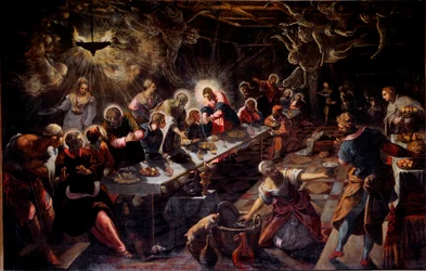 Nattvarden (La Cène), målning av Jacopo Robusti, kallad Tintoretto (1518-1594), 1592-1594, 365 x 568 cm, Venedig, San Giorgio-kyrkan