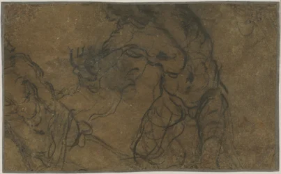 Två mansfigurer i rörelse (verso)