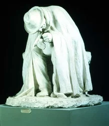 Old Man Eating Soup, skulptur av Domenico Trentacoste (1859-1933)