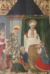 Panel med Johannes Döparens födelse från Retable, 1400-talet.