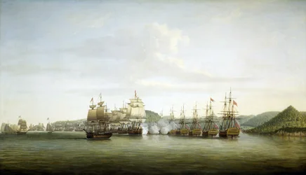 Amerikanska revolutionen (eller amerikanska frihetskriget) 1775-1783: Major Samuel Barringtons manöver på ön Saint Lucia, fransk besittning i Västindien, den 15 december