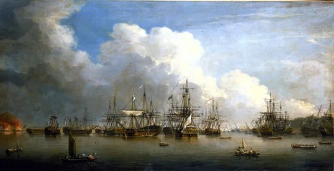 Det sjuåriga kriget (1756-1763): Den spanska flottans erövring av Havanna (Kuba), augusti och september 1762. Olja på duk, mitten av 1700-talet, av Dominic Serres (1722-1793).