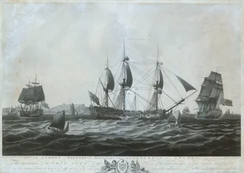 Fartyget "Pitt" (cirka 1787) nära Dover på väg tillbaka från Kina 1787