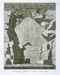 Ingången till pyramiden, graverad av Rossi (litho)