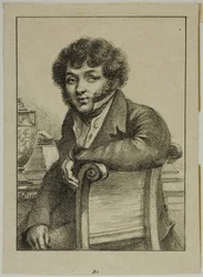 Porträtt av brunet, skrivare
