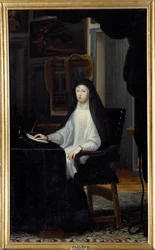 Porträtt av drottning Mary Anne av Österrike i änka (1634 - 1696). Målning av Juan Carreno De Miranda (1614-1685) Ec. Esp