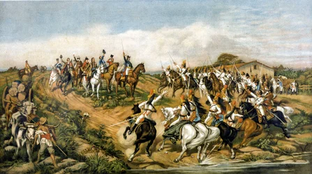 Självständighet eller död!. Målning av Pedro Americo, Museum of Ypiranga (Sao Paulo). Allegorisk representation om Brasiliens självständighet den 7/09/1822.
