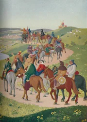 "Pilgrimerna som rider mot Canterbury", c1950.