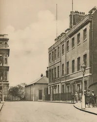 West End of Downing Street, No.10 and a Glimt of Foreign Office, c1935.