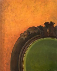 Fåtölj på orange bakgrund