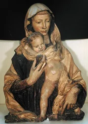 Madonna och barn (polykrom sten)