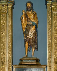 Sankt Johannes Döparen. Målad (målat trä)