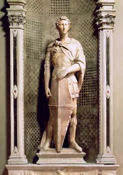 St. George i en nisch med en relief av St. George som dräper draken nedanför (marmor) (se även 55431 och 87899)