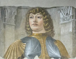 Man i vapen med rustning, ca 1487-89 (fristående fresk)