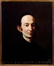 Porträtt av Giovenale Sacchi, italiensk musikforskare. 1700-talet (målning)