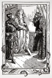 "Kung ångest ger Isolt till Sir Tristram", 1905.