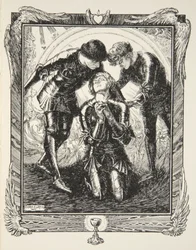 Sedan gick de till Sir Galahad, illustration från "Stories of King Arthur and the Round Table" av Beatrice Clay