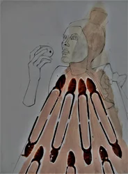 Abstrakt figur med äpple