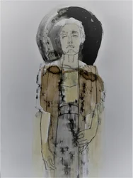 Kontemplativ kvinnlig figur