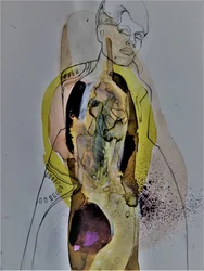 Guldfärgad abstrakt figur