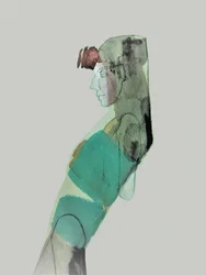 Teal-färgat draperat profil