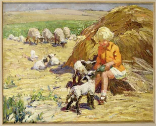 Att föda upp lammen (olja)