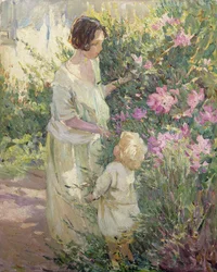 Plocka blommor (olja på duk)