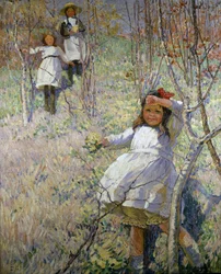 Plocka primula (olja på duk)
