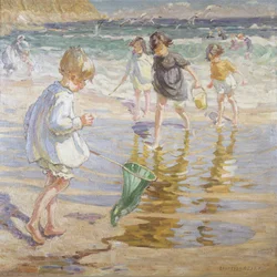 Playing by the Sea (olja på duk)