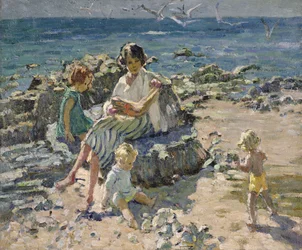 Sommar på stranden (olja på duk)