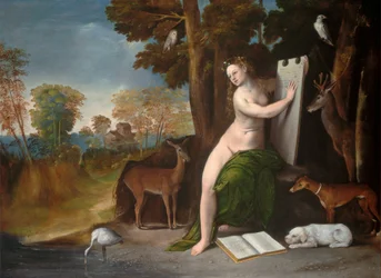 Circe och hennes älskare i ett landskap, ca. 1525.