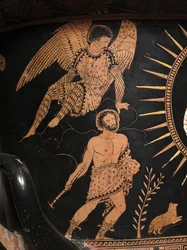 Detalj från en rödfigur lekythos