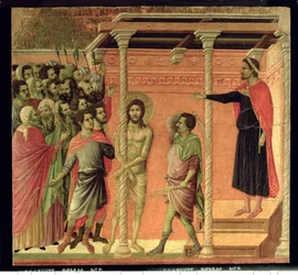 Flagellationen, från Maesta-altartavlan, ca 1308-11 (tempera på pannå0