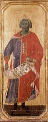 Profeten Salomon Detrempe på trä av Duccio di Buoninsegna (1255-1318 / 9) 1308-1311 Mått 42,5x16 cm Siena, Museo del Opera Metropolitana