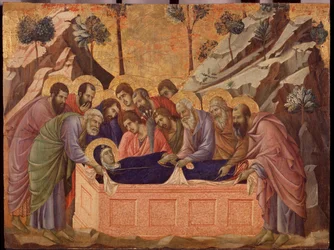 Jungfruns sovsal. Predella of the Maesta (tempera på trä