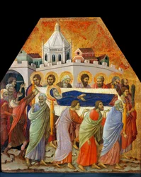 Jungfruns begravning, Saint John med handflatan öppnar vägen (tempera på trä