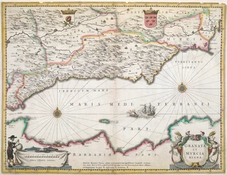 En 1600-talskarta över regionerna Granada och Murcia, i Spanien