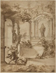 Allegori till ära för en gentleman, 1600-talets tredje kvartal (penna och bläck)