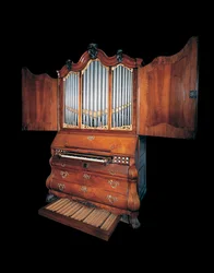 Kammarorgel (valnöt, pärlemor & metall)