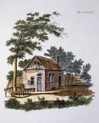 Stuga från Magazine of Garden Gems av G. van Laar, publicerad 1802
