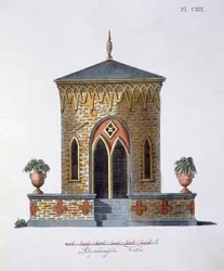 Trädgårdsdekorationer, från Magazine of Garden Gems av G. van Laar, publicerad 1802