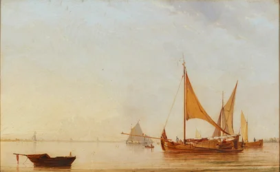 Harboring Boats at Dawn (olja ombord)