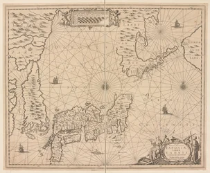 Karta över Japan, en ny och exakt beskrivning av Japan, landet Eson och de närliggande öarna från Snowy Discovery