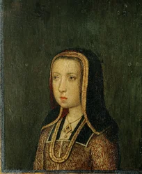 Margarete av Österrike, guvernör i Nederländerna, dotter till kejsar Maximilian ... (målning på trä)