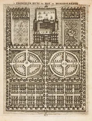 Palace of Honsholredyk, från The Dutch Gardener av Johann van der Groen, publicerad 1699
