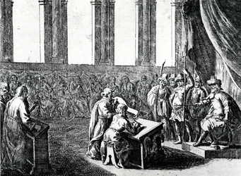 Ptolemaios Filadelfos, kung av Egypten, kallar 72 män från Judeen för att översätta den judiska lagen till grekiska, omkring 1700