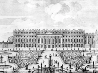 Den södra fasaden av Hampton Court