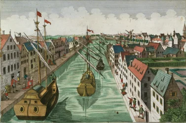 Utsikt över Kettel Gate i Delft
